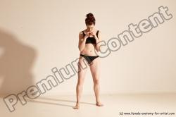 Underwear Martial art Woman White Moving poses Slim medium brown Dynamic poses Academic